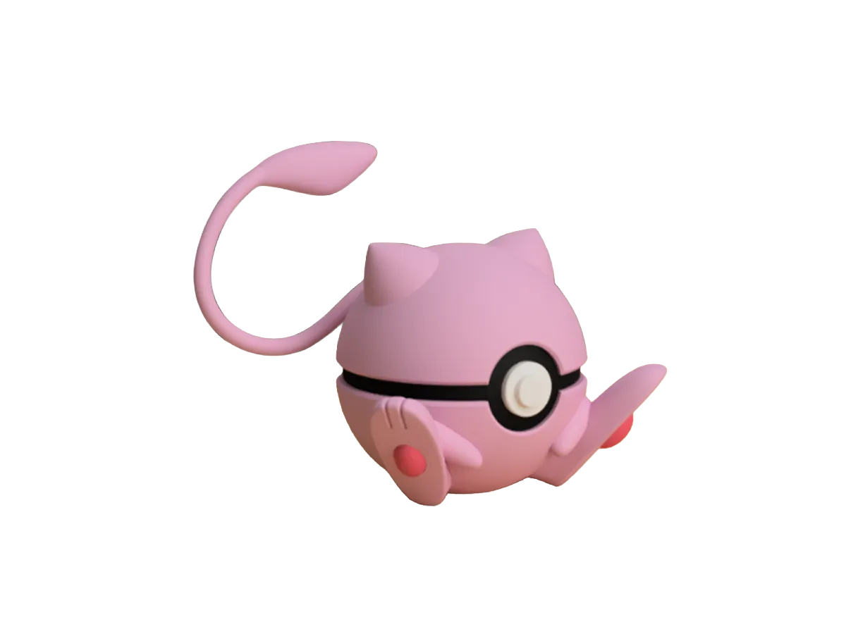 Mew custom Poké Ball, 3D printed collectible — Alternate Pose