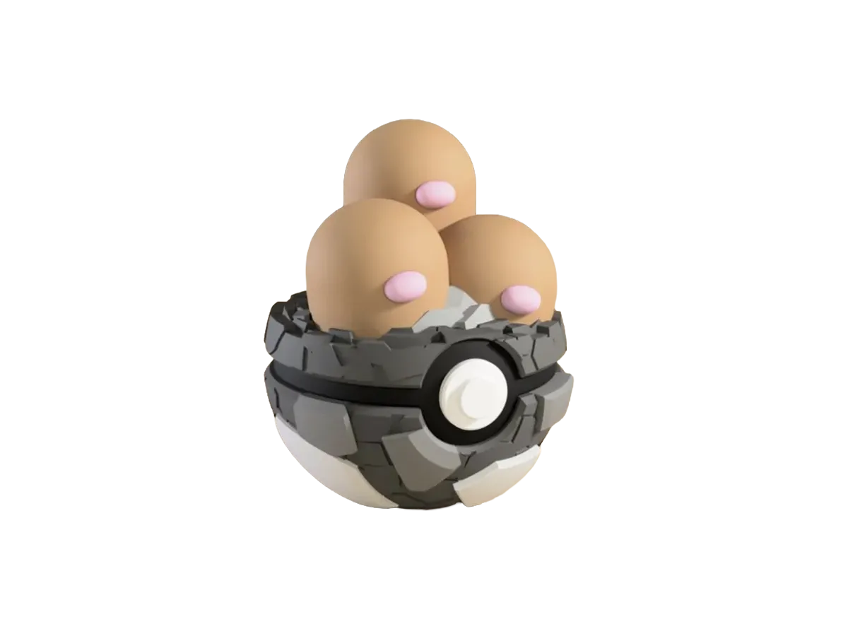 Dugtrio custom Poké Ball, 3D printed collectible