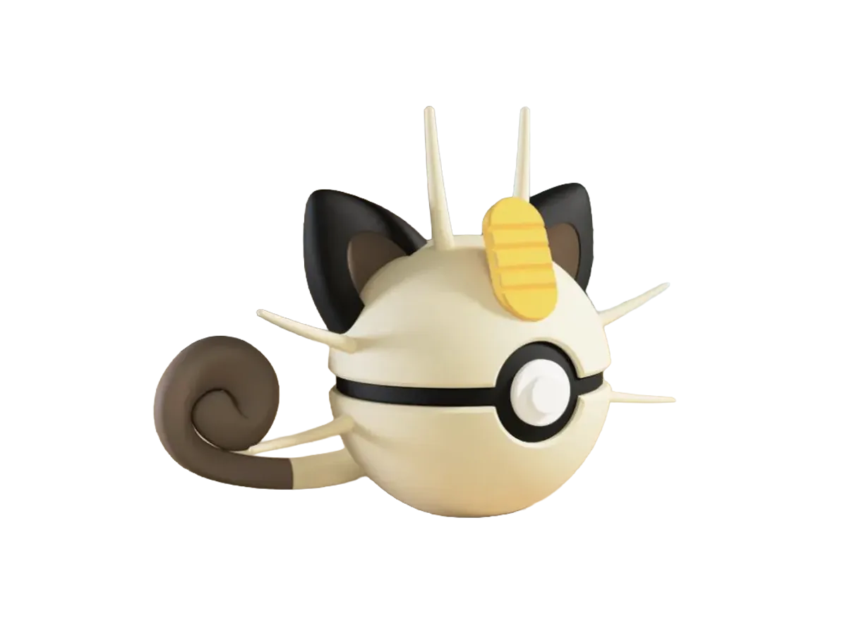 Meowth custom Poké Ball, 3D printed collectible