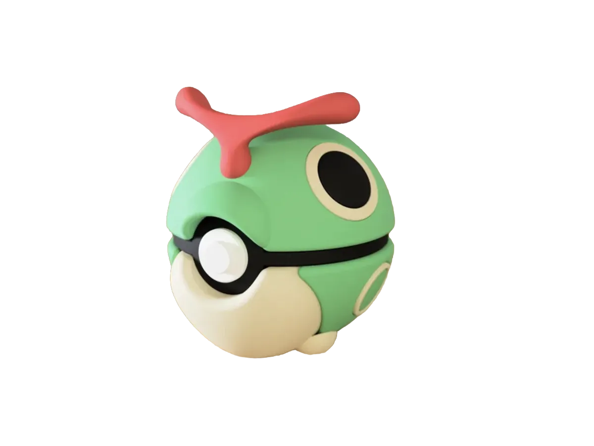 Caterpie custom Poké Ball, 3D printed collectible