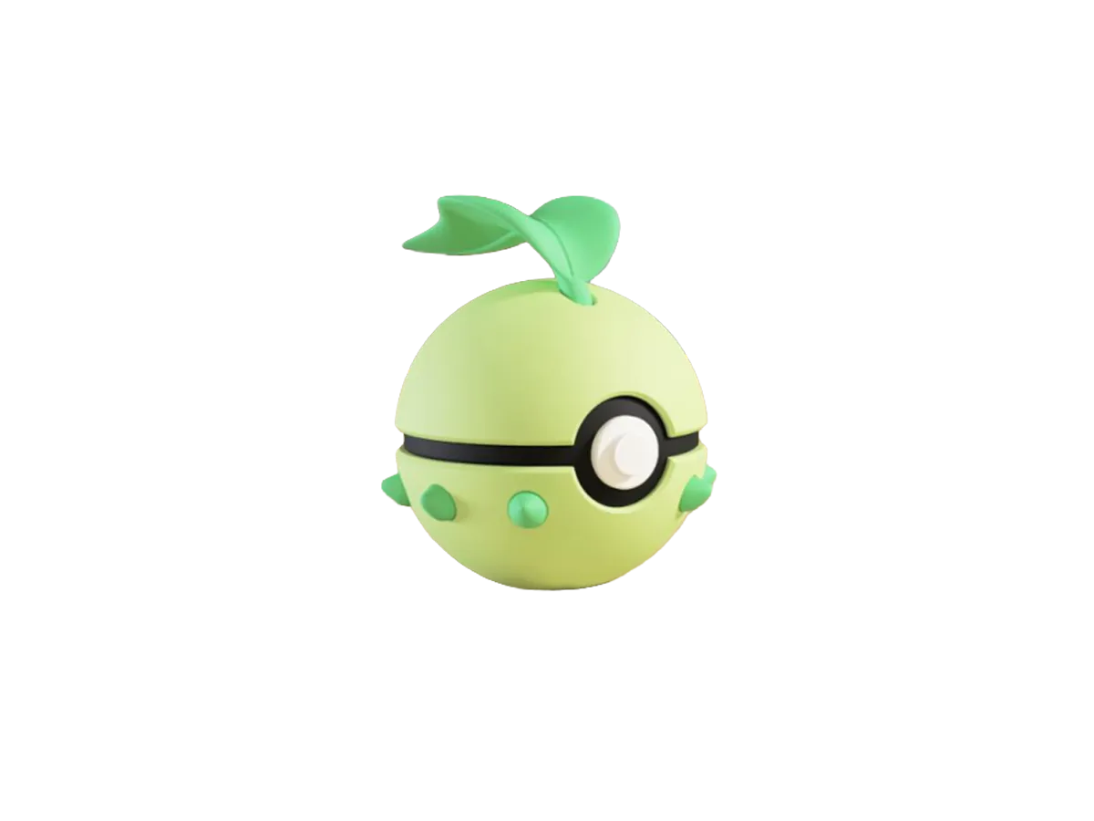 Chikorita custom Poké Ball, 3D printed collectible