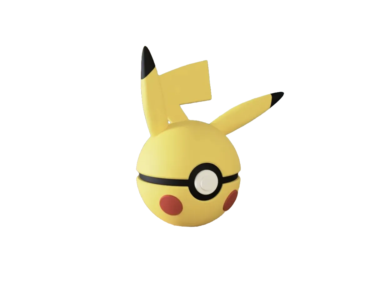 Pikachu custom Poké Ball, 3D printed collectible — Alternate Pose