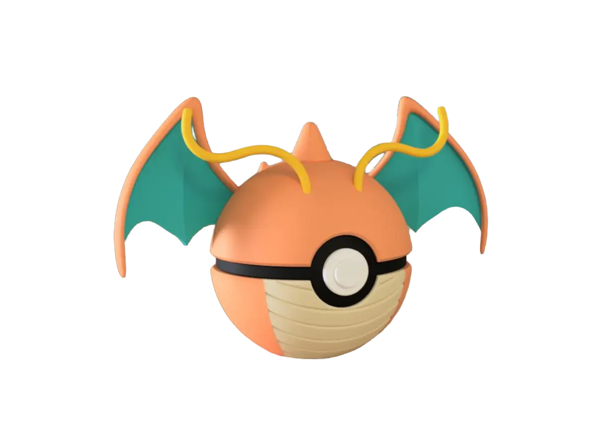 Dragonite custom Poké Ball, 3D printed collectible — Alternate Pose