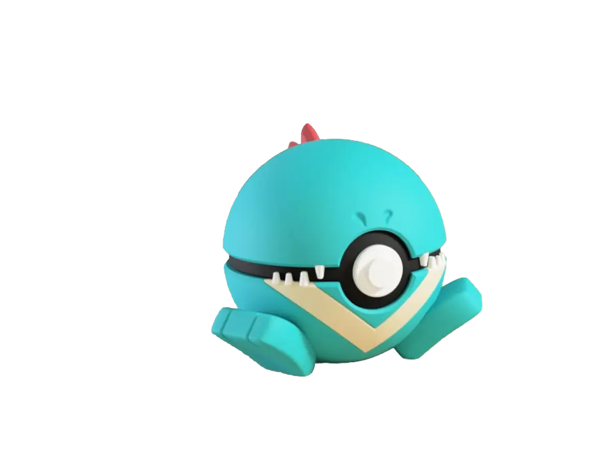 Totodile custom Poké Ball, 3D printed collectible