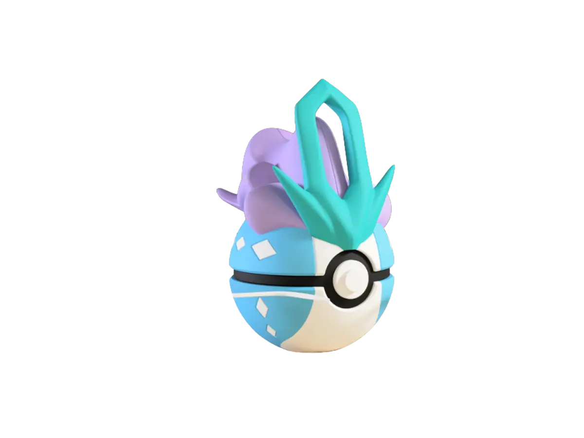 Suicune custom Poké Ball, 3D printed collectible