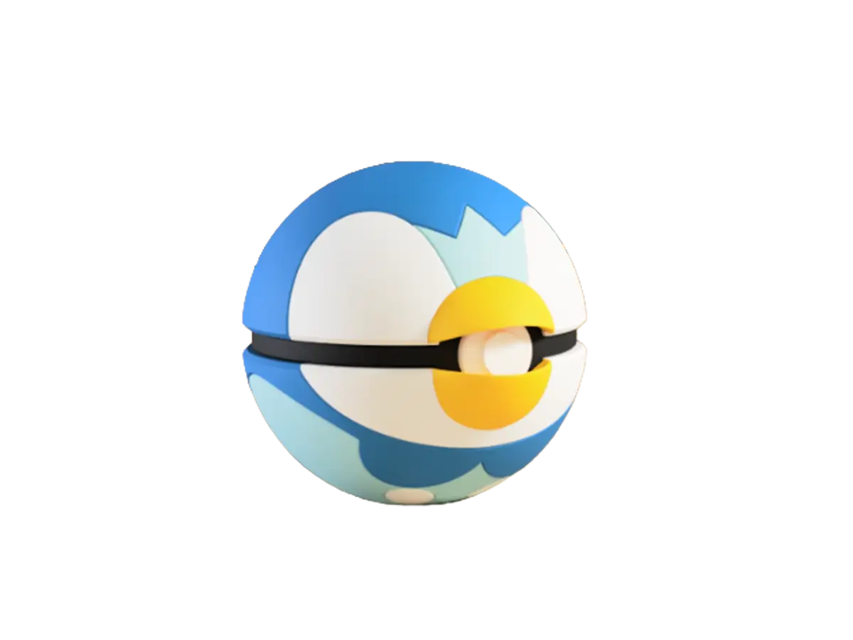 Piplup custom Poké Ball, 3D printed collectible