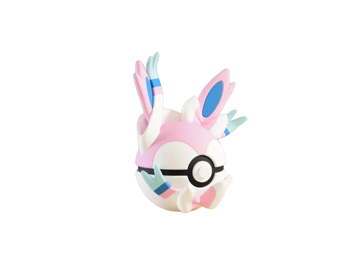 Sylveon custom Poké Ball, 3D printed collectible